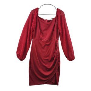 Grace Karin Womens Dress Bishop Mesh Long Sleeve Red Medium